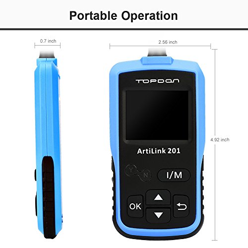 OBD2 Code Reader - Full OBDII Functions Scan Tool for I/M Emission Test, OBD2 Scanner Car Diagnostic Tool with On-board Monitoring and Turning off MIL(Check Engine Light) TOPDON AL201