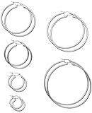 FIBO STEEL 6 Pairs Stainless Steel Hypoallergenic Hoop Earrings for Men Women Earrings Set 15-60mm