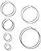 FIBO STEEL 6 Pairs Stainless Steel Hoop Earrings for Men Women Earrings Set 15-60mm Silver-tone