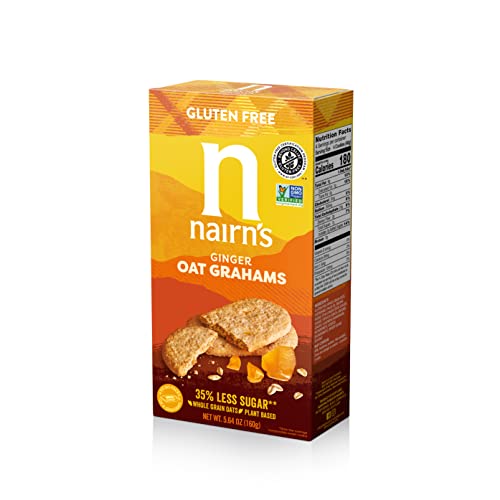 NAIRN’S GLUTEN-FREE STEM GINGER OAT GRAHAMS – HEALTHY, TASTY AND SAFE FOR CELIACS. PERFECT ON-THE GO SNACK .HIGH FIBER, NO ARTIFICIAL COLORS, FLAVORS, OR PRESERVATIVES, 5.64OZ