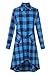 OLRAIN Womens New Plaids Irregular Hem Casual Shirt Dress XX-Large Lake Blue