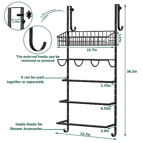 Xcosrack Adjustable Towel Racks for Bathroom Door Hanging, 5 Tiers