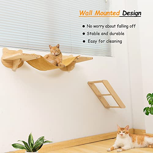 Cat Windows Perch Hammock for Indoor Cats Wall Shelf Solid Wood Wall