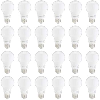 AmazonBasics 60W Equivalent, Soft White, Non-Dimmable, 10,000 Hour Lifetime, A19 LED Light Bulb | 24-Pack