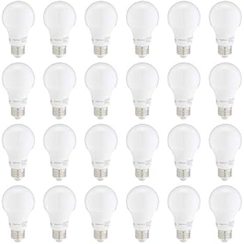 AmazonBasics 60W Equivalent, Soft White, Non-Dimmable, 10,000 Hour Lifetime, A19 LED Light Bulb | 24-Pack