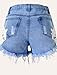 OULIU Womens High Waist Lace Stitching Hot Denim Shorts Jeans Blue M