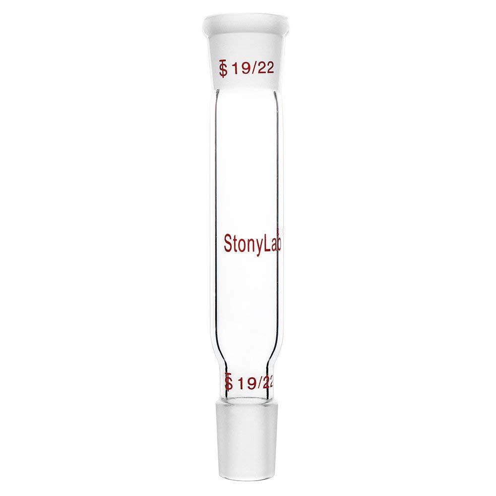 stonylab Borosilicate Glass Straight Connecting Adapter, 90 mm Between 19/22 Outer Joint and Inner Joint for Laboratory