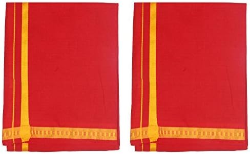 New Collection Men's Cotton and Polyester Lungi (Red, 2 Meters)