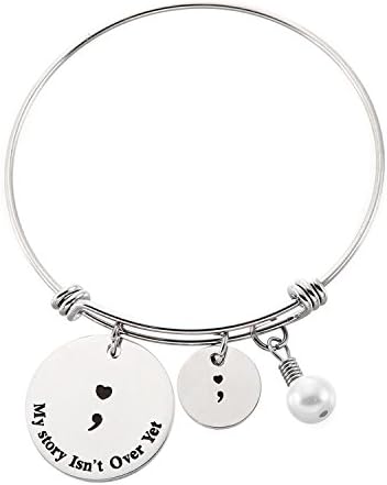 Yolanda My Story Isn't Over Yet Semicolon Bracelet Depression Suicide Awareness Semicolon Jewelry