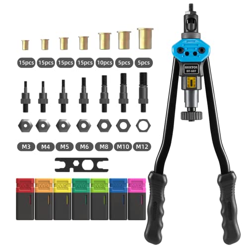 AKKTOL 240-Piece Rivet Nut Assortment Kit – SAE & Metric Sizes, Flat Head Nutserts In Organizer Box