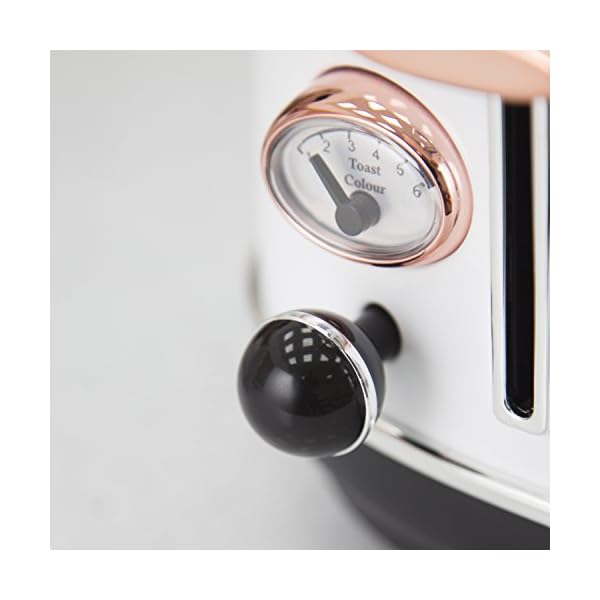 Tower Bottega T20017W 4-Slice Toaster, Stainless Steel with Adjustable Browning Control, Cancel, Defrost and Reheat…