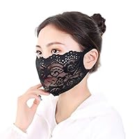 Flyusa 3 Pcs Sweet Flower Embroidery Lace Mask Lady Cotton Thin Mask Anti Dust Fog Earloop Face Mouth Masks Black