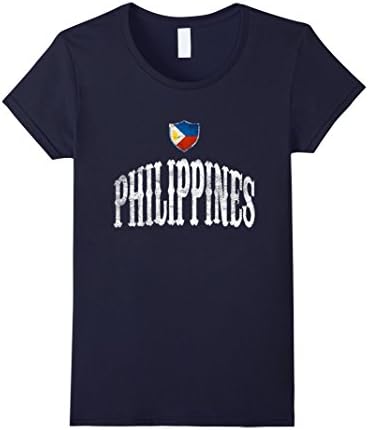 Womens Vintage Philippines Flag T-shirt Philipinos Pride Sports Small Navy