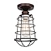 Design House 519694 Ajax Industrial Modern 1-Light Indoor Semi-Flush Ceiling Light with Metal Wire Cage for Hallway Foyer Closet, Coffee Bronze
