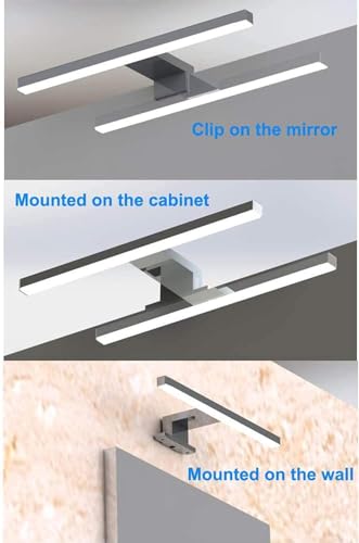 Aogled Led Mirror Bathroom Light 10W 820LM 60CM 230V 4000K, 3 in 1 Lamp, Slim Design, No Flickering, Non-Dimmable Mirror Front/Cabinet/Wall Lighting Neutral White