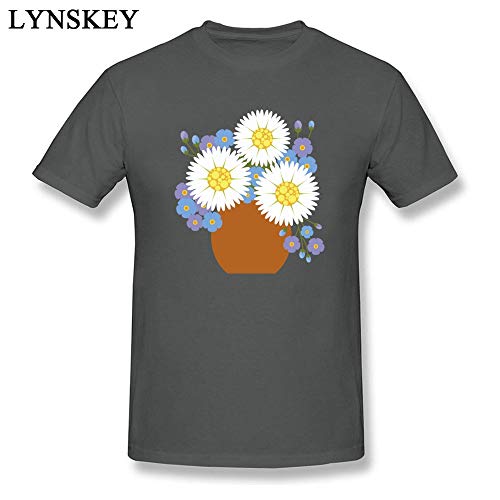 SeedWorld T-Shirts - Gift T Shirts Brand Round Neck A Vase of Daisies 100% Cotton Boy Tops Tees Crazy Short Sleeve Tee Shirt 1 PCs