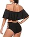 Avidlove Womens Two Piece Off Shoulder Swimsuits High Waisted Bikini Set Black, Black, Medium