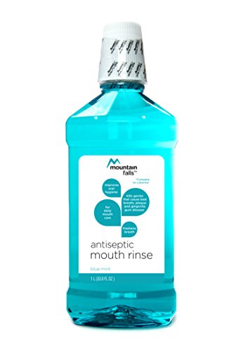 Mountain Falls Antiseptic Blue Mint Mouthwash, ADA Accepted Antiplaque, Antigingivitis Oral Rinse for Fresher Breath, Compare to Listerine, 33.79 Fluid Ounce (Pack of 4)