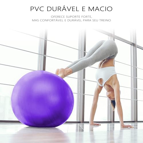 GODREAM Bola Pilates, Bola Fisioterapia, Bola Suiça, 55 cm, 65 cm, 75 cm, Anti estouro, Suporta até 300kg, Ideal para Gestante, Ginastica, Yoga, Academia e Pilates em casa, com Bomba