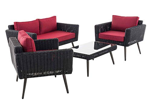 CLP Polyrattan Loungeset Kiruna I Schwarz I Gartenlounge Rundrattan I Sofa & 2X Sessel & Glastisch I 5mm Rattandicke… – Bild 5