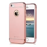 iPhone 5S case, iPhone SE Case, Vansin 3 In 1 Ultra Thin and Slim Hard Case Coated Non Slip Matte Surface with Electroplate Frame for Apple iPhone 5, iPhone 5S, iPhone SE -- Rose Gold