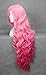 Kalyss Pink Curly Wigs for Women Middle Parted Heat Resistant Long Costume Wigs for Women