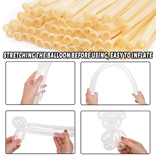 LovesTown Clear 260 Balloons, 150PCS Long Skinny Balloons Twisting Animal Balloons for Birthday Party Wedding Festival Decoration Magic Show