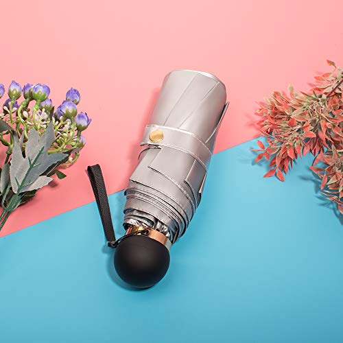 ATOFUL 8Ribs UPF50+ UV Blocker Parasol Manual Mini Umbrella Windproof UV Protection Wind Resistant Lightweight Folding Sun-Rain UV Umbrella 7.8" Titanium Compact Vent Sun Umbrella (Navy Green)