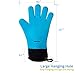 BENFLOR Grilling Gloves, Double-Layer Silicone Gloves with 3.1 Inch Extra Cuff, Cotton Oven Mitt Waterproof Non-Slip for Baking and Cooking, BBQ Heat Resistant Gloves for Grilling - Blue-1 Pair