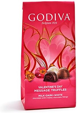 Godiva Chocolatier Valentine's Day Individually Wrapped Milk and Dark Chocolate Truffles Gift Bag
