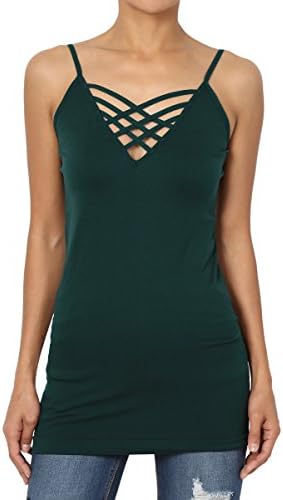 TheMogan S~3X Womens Basic Round Neck Strappy Criss Cross Tank Top