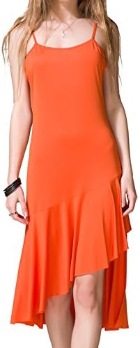Sviuse Women’s Summer Strapless Sleeveless V-neck Casual Split Sexy Beach Prom High Maxi Long Dress(L, Orange)
