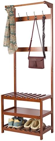 Floor racks European Solid Wood Coat Rack Hall Stand Landing Hanger Shoe Rack Changing His Shoes Stool Combination Rack Bedroom Hanging Bag Hangers Coat racks