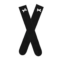 Bindun Girls Cotton Knee High Socks Stockings(M,Black)