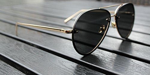 Vintage Oversize Gold Metal Frame Mirror Clear Men Women Aviator Sunglasses 62mm (Gold Frame/Black Lens, 62)