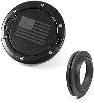 JeCar Fuel Filler Door Cover Gas Tank Cap 2/4 Door For 2007-2016 Jeep Wrangler JK-Black (USA Flag)