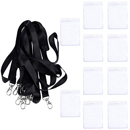 Credit Card and ID Card Holder with Neck Lanyards, Waterproof Vertical Badge Holder-6.6"x4.1"-Set of 10-Perfect for Passport, ID Card, Plane Tickets and Driver's License etc