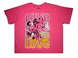Disney Women's Mickey & Minnie LOVE T-shirt Plus Size Pink