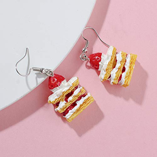 Strawberry Cake Earrings Lightweight Resin Pendant Earrings Cute Mini Imitation Food Earrings For Girls And Women Cake Dessert Earrings - Thumbnail 6