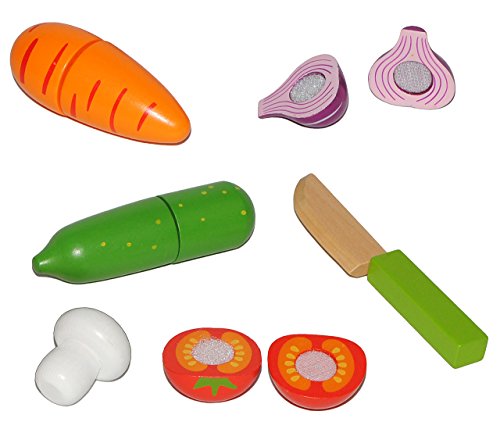 alles-meine.de GmbH 10 TLG. Set Gemüse + Messer aus Holz zum Schneiden - für Kinder Holzgemüse Früchteset…