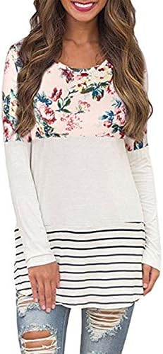 Walant Women's Floral Printed Long Sleeve Criss Cross V-Neck Casual Tops T-Shirt