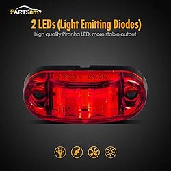 Partsam Amber Red 2.5" 2 Diode Oval LED Trailer
