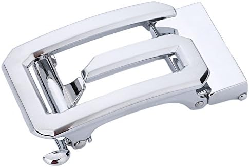 GATELEE Belt Buckle - Men's Automatic Ratchet Silver Leather Belt Buckle (SLIVER 2)