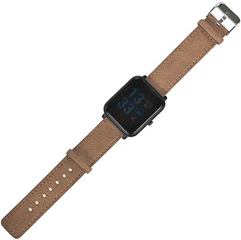 Whitegeese Compatible Xiaomi Huami Amazfit Bip Youth Watch Band Retro Replacement Buckle Bracelet Leather Strap