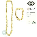 New Baltic Amber Teething Necklace & Bracelet/Anklet for Babies | Natural Remedy for Teething & Oral Relief (No More Gels & Tablets) | GIA Certified 100% Pure Baltic Amber | Unisex (Lemon/Milk Combo)