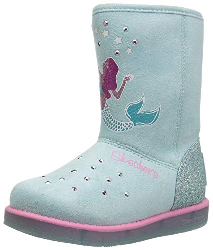 Skechers Kids Girls' Glitzy Glam Sneaker, Light Blue, 9 Medium US Toddler