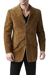 BGSD Men Robert 3-Button Leather Blazer Suede Sport