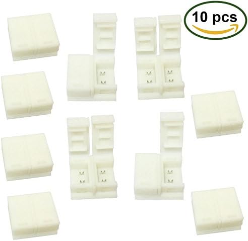 TronicsPros 10pcs 2 Pin Waterproof SMD 5050 5630 Single Color LED Strip to Strip Connector 10mm wide Waterproof LED Strip Light Gapless Clasp Adapter Solderless LED Tape LED Ribbon LED Rope Light Connector
