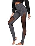 SweatyRocks Leggings Women Crisscross Stirrup Tights Gym Yoga Workout Pants Dark Grey L