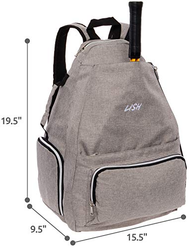 image for LISH Game Point Tennis Backpack w/Shoe Compartment - Racket Holder Equ